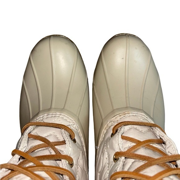 Sperry Top Sider Duck Rain Boots Chevron Quilted Shaft Nylon Ivory 7.5 EUC - Picture 3 of 14